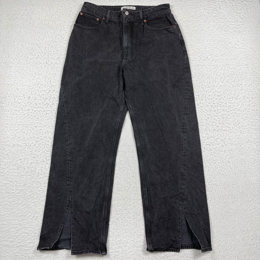 Abercrombie Jeans Womens 31 12R Black 90s Relaxed Curve Love Split Hem Grunge